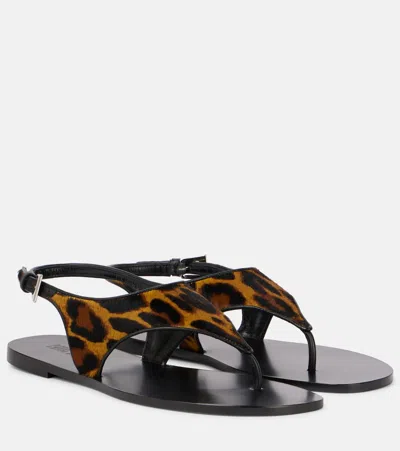 Paris Texas Amalfi Leopard-print Calf Hair Thong Sandals In Multicoloured