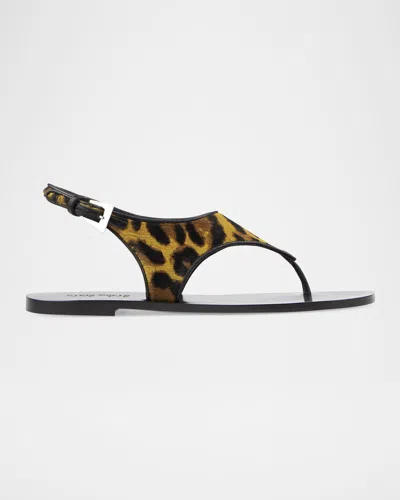 Paris Texas Amalfi Leopard Thong Slingback Sandals In Orange Leopard