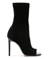 Paris Texas Black Amanda Calf Suede Stretch Ankle Boots In Black