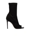 Paris Texas Black Amanda Calf Suede Stretch Ankle Boots