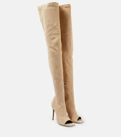 Paris Texas Amanda Suede Over-the-knee Boots In Beige