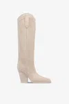 Paris Texas Angora Calf Suede Boots In White