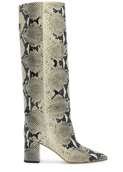 Paris Texas Anja 70 Python-effect Leather Knee-high Boots In Beige