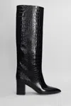 Paris Texas Black 80 Mock Croc Leather Boots In Black