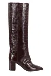 Paris Texas Croc-embossed Leather Anja Knee-high Boots 70 In Rouge Noir