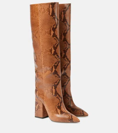 Paris Texas Anja Croc-effect Leather Knee-high Boots In Beige