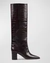 Paris Texas Croc-embossed Leather Anja Knee-high Boots 70 In Rouge Noir