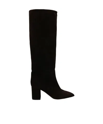 Paris Texas Anja Suede Pointed-toe Boots In Black