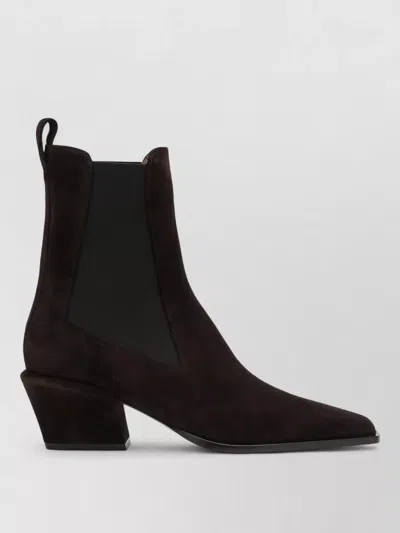 Paris Texas Ankle Boots Block Heel Elastic Panels In Black