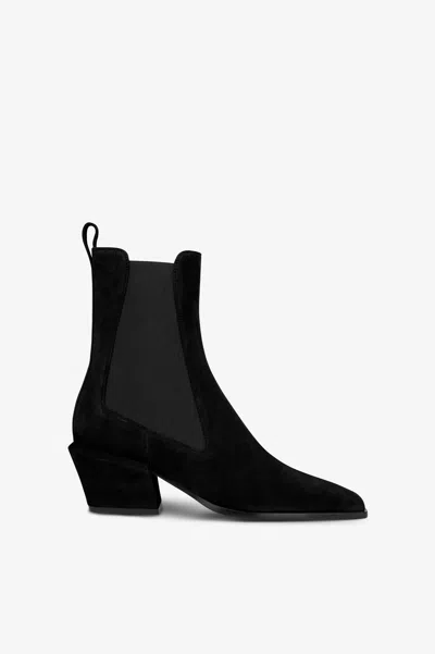 Paris Texas Ankle Boots In Black Calf Suede Leather