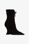 Paris Texas Ankle Boots In Black Calf Suede Leather. In Black