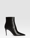 Paris Texas Ankle Boots In Black Printed Python Leather In Black