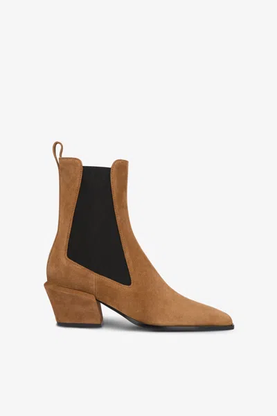Paris Texas Ankle Boots In Brown Calf Suede Leather