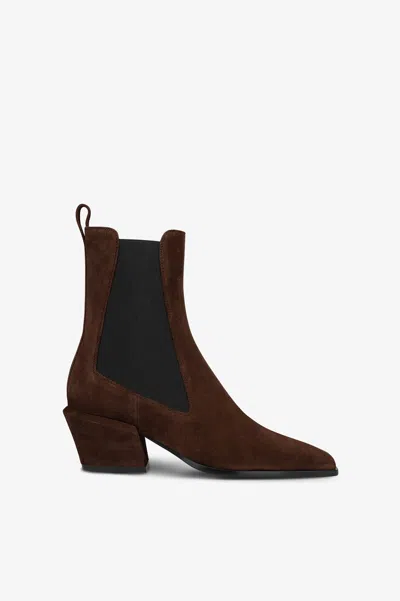 PARIS TEXAS ANKLE BOOTS IN CHOCOLATE CALF SUEDE LEATHER