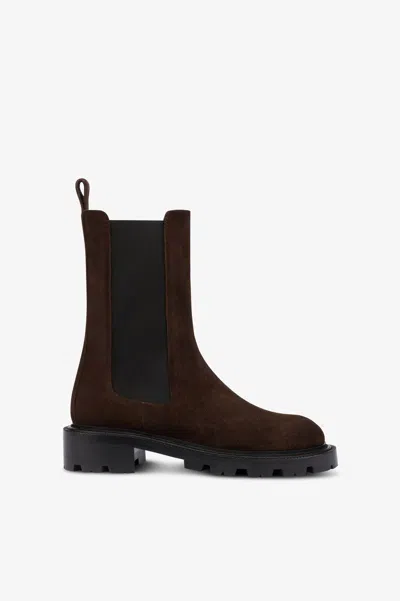 Paris Texas Ankle Boots In Ebony Calf Suede Leather