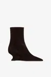 Paris Texas Ankle Boots In Ebony Calf Suede Leather. In Black