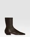 Paris Texas Ankle Boots In Ebony Stretch Leather In Brown