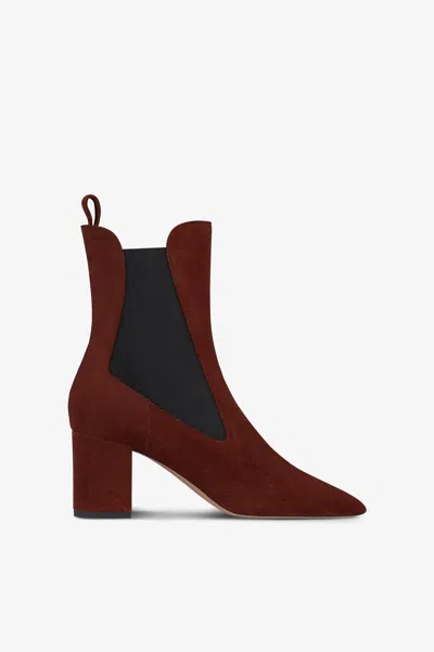 Paris Texas Ankle Boots In Mahogany Calf Suede Leather