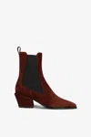 Paris Texas Ankle Boots In Mahogany Calf Suede Leather