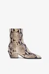 Paris Texas Ankle Boots In Natural Printed Python Leather. In Brown