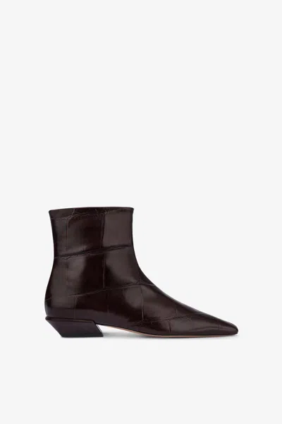 PARIS TEXAS ANKLE BOOTS IN ROUGE NOIR CROCO-EMBOSSED LEATHER