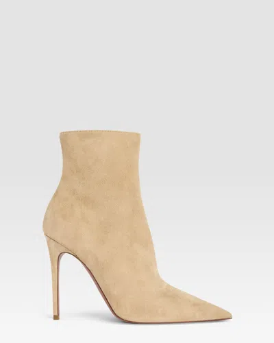 Paris Texas Ankle Boots In Sand Calf Suede Leather In Gold