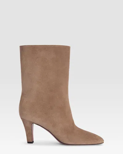 Paris Texas Ankle Boots In Taupe Calf Suede Leather In Brown