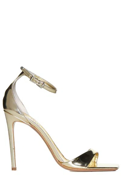 Paris Texas Ankle Strap Heeled Sandals In Gold