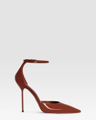 Paris Texas Ankle-strap Pumps In Desert Rose Patent Leather In Brown