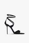 Paris Texas Ankle-strap Sandals In Black Satin In Black