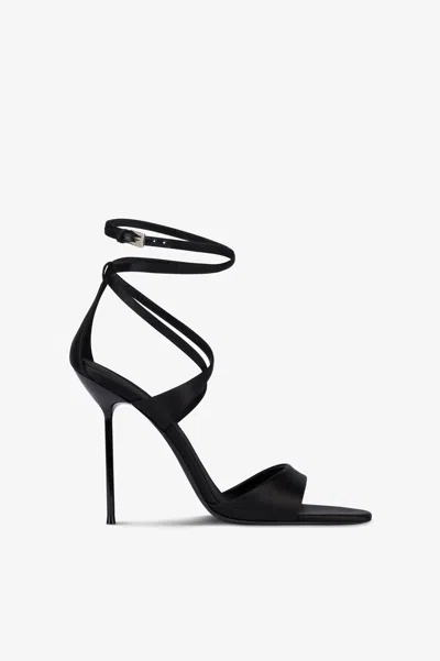 Paris Texas Ankle-strap Sandals In Black Satin