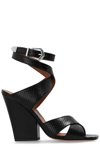 Paris Texas Arizona Embossed Heeled Sandals In Black