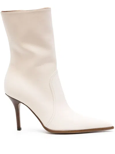 Paris Texas Neutral Ashley 95 Leather Ankle Boots In Neutrals