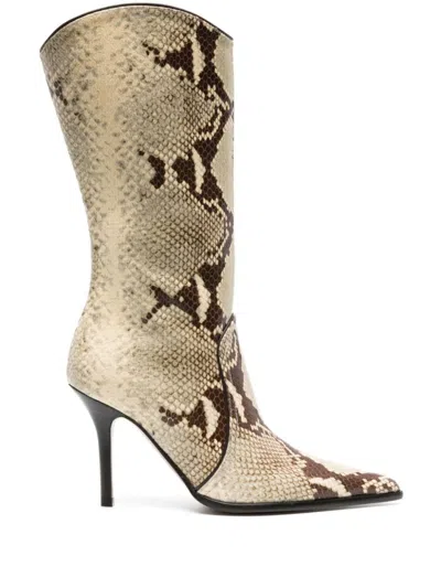 Paris Texas Ashley 95mm Snakeskin-effect Boots In Brown