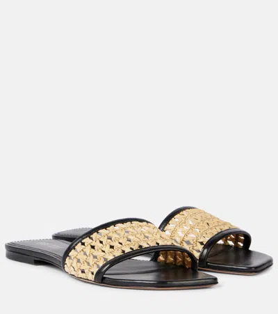 Paris Texas Ava 50 Leather-trimmed Mules In Naturale-black