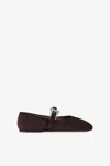 Paris Texas Ballet Flats In Ebony Suede Leather