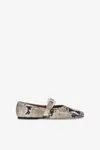 Paris Texas Sveva Snake-embossed Mary Jane Ballerina Flats In Natural