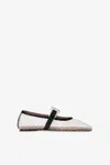 Paris Texas Ballet Flats In White Mesh And Black Croco-embossed Leather In White