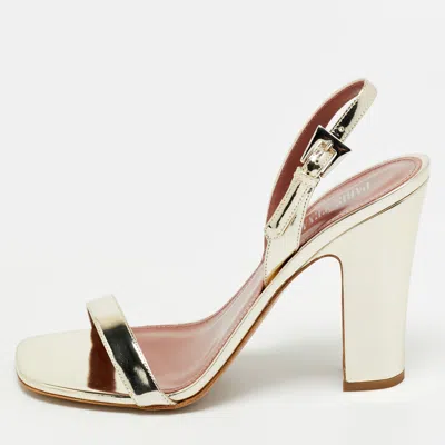 Pre-owned Paris Texas Bea Size 40 Gold Patent Leather Slingback Sandals