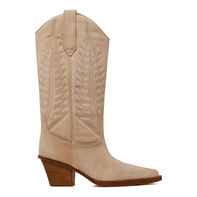 Paris Texas Beige Calf Suede Boots In Neutral