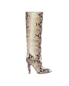 Paris Texas Boots In Natural Printed Python Leather. In Animal Print