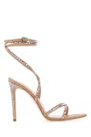Paris Texas Crystal Strap Detail Open Toe Sandals In Beige