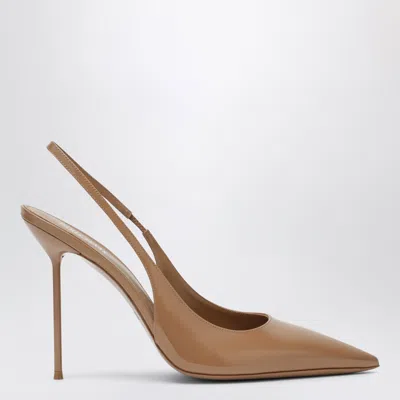 Paris Texas Beige Patent Leather Lidia Slingback Pumps In Brown