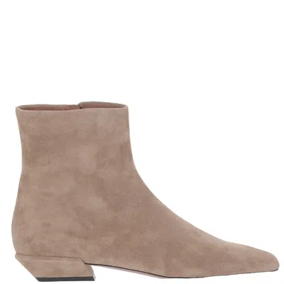 Paris Texas Beige Pointed Toe Leather Boots In Brown