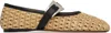 Paris Texas 'sveva' Beige Ballet Flats With Woven Design And Buckle Closure In Fabric And Leather Woman In Naturale-black
