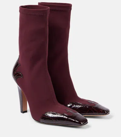 Paris Texas Belle 100 Leather-trimmed Cowboy Boots In Red