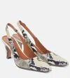 Shop Paris Texas Belle 75 Snake-effect Leather Slingback Pumps In Neutrals