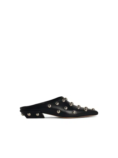 Paris Texas 'belle' Black Leather Sabots