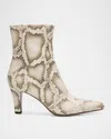 Paris Texas Ankle Boots In Natural Printed Python Leather In Brown