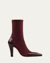 Paris Texas Belle 100 Leather-trimmed Cowboy Boots In Rouge Noir-rouge Noir